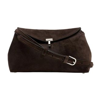 Toteme Cross Body Bags, female, Brown, Size: ONE SIZE T-Lock Suede Clutch