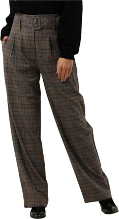 Suncoo Jonas Rechte Broek - Dames - Straight fit broeken - Bruin - L - Polyester - Broeken