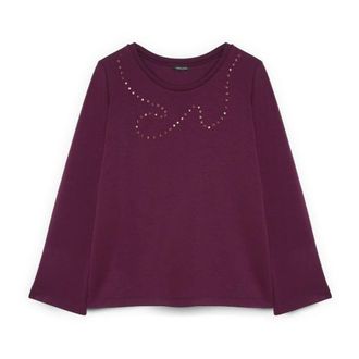 Fiorella Rubino Scuba Sweatshirt met Sierstenen - Dames - Sweatshirts - Rood - L - Polyester - Hoodies & sweatvesten