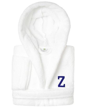 Linum Home Textiles Personalized Linum Kids Large Super Plush Hooded Bathrobe with Navy Bookman Font (Monogrammed A-Z)