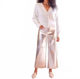 Karen Kane Faux Leather Cropped Pants In Silver