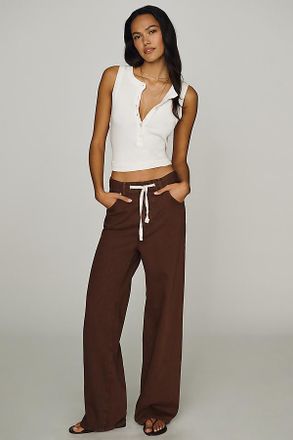 LE JEAN Luna High-Rise Drawstring Relaxed Wide-Leg Jeans