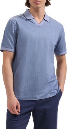 Bugatchi Tipped Johnny Collar Polo in Cobalt at Nordstrom, Size Xx-Large