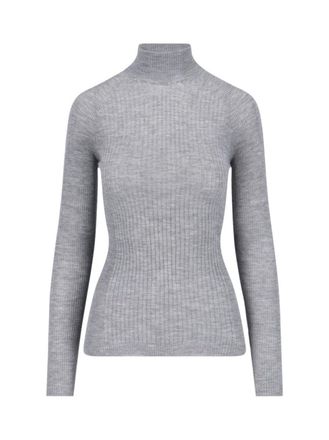 SA SU PHI Ribbed Cashmere And Silk Knit Sweater With High Neckline