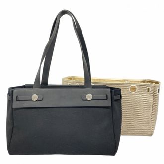 Herm&egrave;s Black Toile Officier Tote Bag (Pre-Owned)