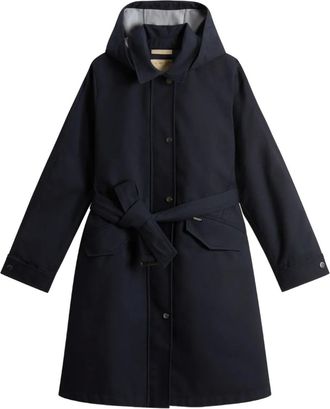 Woolrich Trench impermeabile con cappuccio - Blu