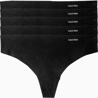 Calvin Klein Womens Invisibles 5-Pack Thong - Black - L