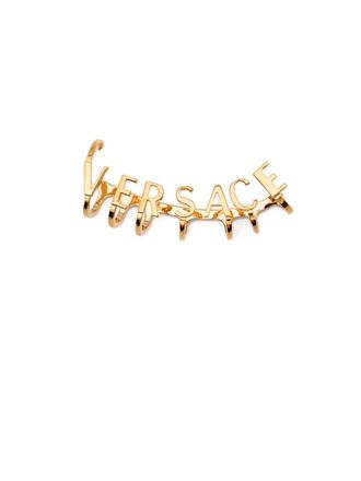 Versace logo-lettering ear cuff - women - Brass - One Size - Gold