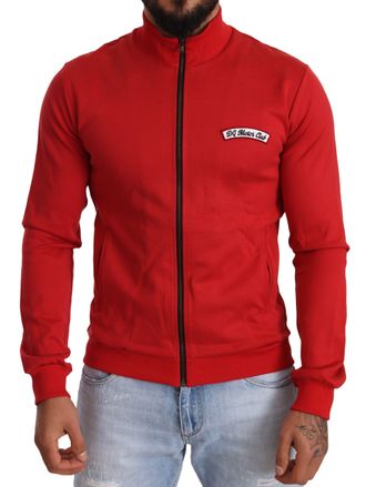 Dolce & Gabbana Mens Red Zipup Sweatshirt Dg Motor Club Style Cotton - Size EU 44 (Mens)