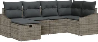 vidaXL Vidaxl - Garden Sofa Set 6 pcs Grey 55 x 62 x 69 cm Poly rattan