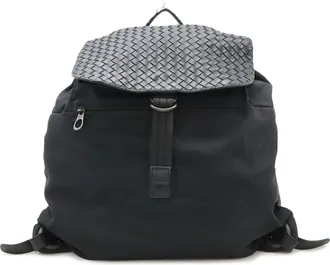 Bottega Veneta Black Nylon Leather Backpack (Pre-Owned)
