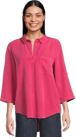 Mod-o-doc Roll Tab Sleeve Patch Pocket Tunic Womens Clothing Electric Berry : MD (US 8-10), Tencel