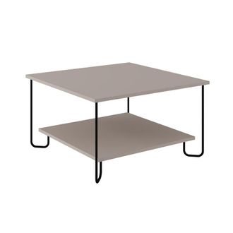 Calicosy Mesa baja cuadrada con patas de metal L80 cm - Topo