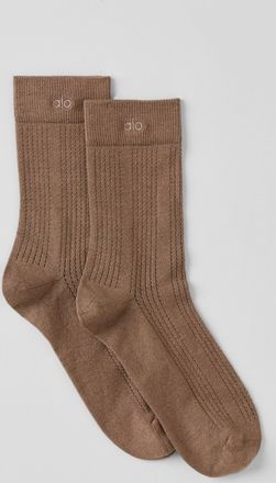 Alo | Cashmere Mesh Socks in Java Brown, Size: Medium