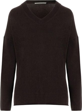 Allude V-neck Kasjmier Trui - Dames - Cashmere truien - Bruin - XS - Kasjmier - Truien & Vesten