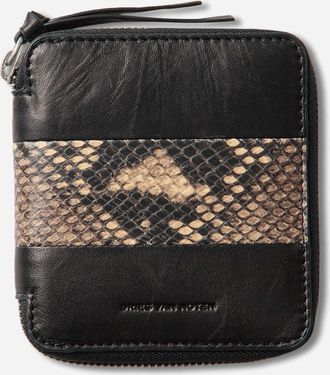 Dries Van Noten Printed Leather Zip Wallet Beige