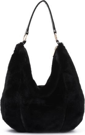 Generic Women Fluffy Shoulder Bag Faux Fur Soft Handbag Plush Furry Crossbody Bag(Black)