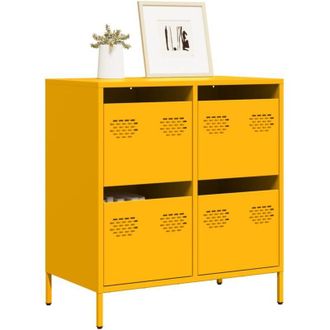 vidaXL Aparador Acero Laminado En Fr&iacute;o Amarillo Mostaza 68x39x73,5 Cm Vidaxl