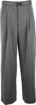 Liu Jo Grey Pleated High-Waisted Viscose-Blend Palazzo Pants