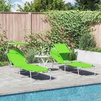 vidaXL Vidaxl - Tumbona 2-persona 2 Pcs Verde 58 X 188 X 77 Cm Tela