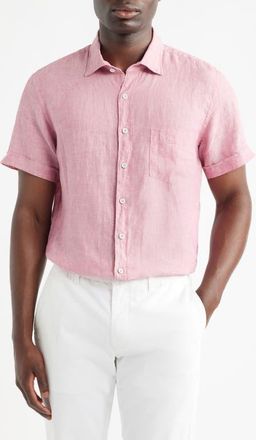 Rodd & Gunn Palm Beach Sports Fit Short Sleeve Linen Button-Up Shirt in Orchid at Nordstrom, Size Xxx-Large