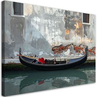 Feeby Impresi&oacute;n De Imagen, Canal Veneciano Y G&oacute;ndola En Tonos Grises, 100x70