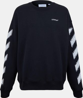 Off-white Mens Off White Crew Neck Long Sleeve Regular Fit Sweatshirt in Black-White - Size Large