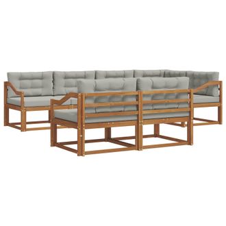 vidaXL Conjunto De Sof&aacute;s De Exterior 7 Pcs Natural Y Gris Claro Vidaxl