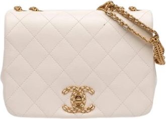 Chanel Pre-owned Vintage Flap Shoulder Bag - Dames - Vintage Schoudertas - Beige - ONE Size - Leer - Vintage