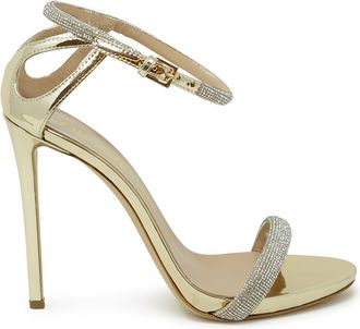 Ninalilou Gold Leather Sandals With Swarovski