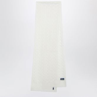 Polo Ralph Lauren Cream cable-knit wool and cashmere scarf