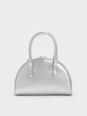 Charles & Keith Leather Half-Moon Bowling Bag