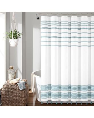 Lush D&eacute;cor Breezy Chic Tassel Jacquard Cotton Blend Shower Curtain