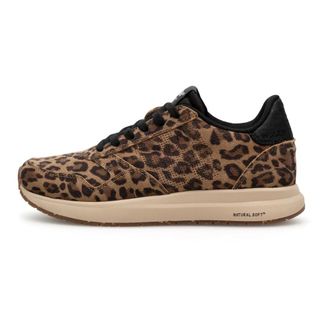 Woden Schoenen, Dames, Bruin, 41 EU, Leer, Leopard Smart Mode Sneakers voor Vrouwen
