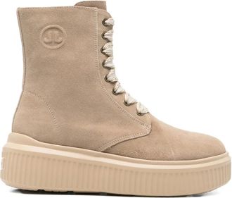 Janet & Janet logo-detail lace-up boots - Neutrals