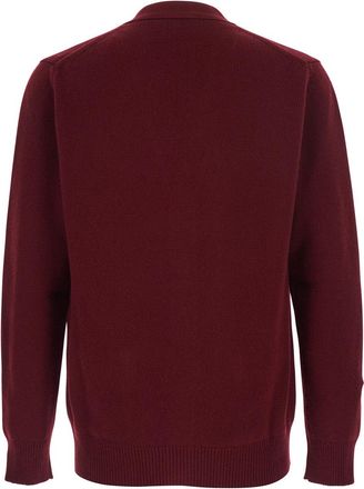 Gucci Mens Cardigan V-Neck Cashmere Bordeaux Tops Top