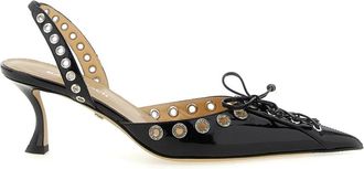 Mach & Mach Crystalized Corset Slingback - Dames - Pumps - Zwart - 41 EU - Leer - Schoenen