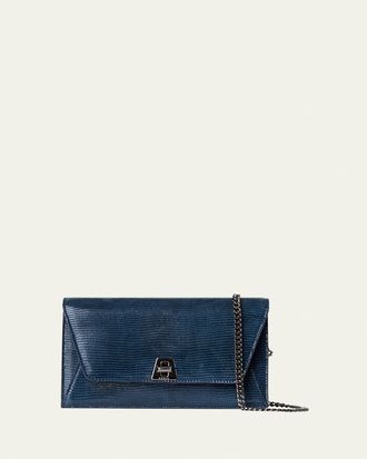 Akris Anouk Lizard-Print Clutch Bag w/ Chain