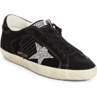 Golden Goose Super-Star Low Top Sneaker in Black/Silver at Nordstrom, Size 12Us