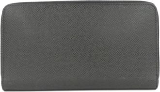 Louis Vuitton Black Leather Long Wallet (Bi-Fold) (Pre-Owned)