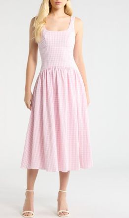 ASTR the Label Cara Gingham Dress in Pink Gingham at Nordstrom, Size X-Small