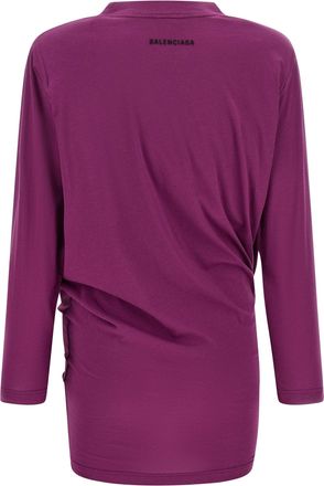 Balenciaga Asymmetrical Knotted Cotton T-Shirt - Purple
