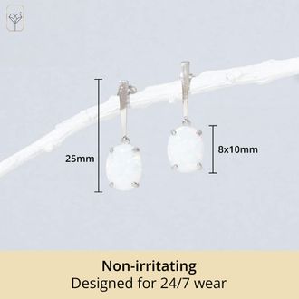 MAX + STONE 14k Yellow or White Gold 10x8mm Oval Cut Gemstone Drop Dangle Earrings