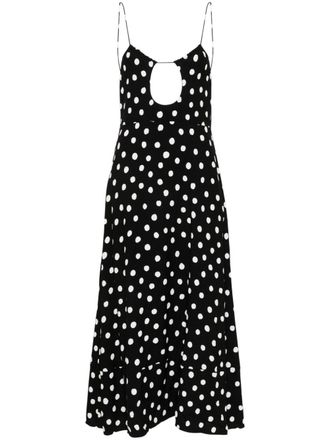 Saint Laurent polka dot midi dress - women - Silk/Viscose - 38 - Black