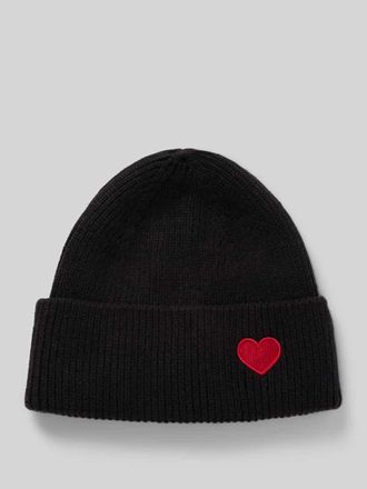 Kurt Beines Strickmütze mit Motiv-Stitching Modell Happy Heart in Black, Größe 1