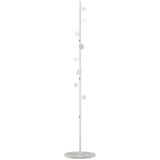 HOMCOM Steel Coat Stand Rack Marble Base 8 Hook for Living Room Entryway,White | TJ Hughes White