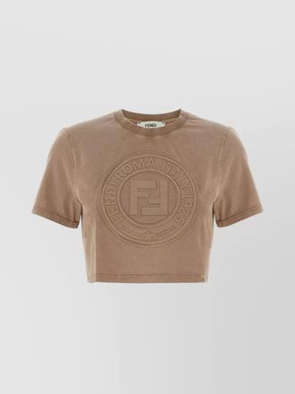 Tシャツ・カットソー FENDI Women Tops FZXD07 WHITE FENDI logo-embroidered Ribbed T-shirt | White | FARFETCH TR