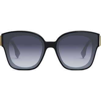 Fendi First 63mm Square Sunglasses in Shiny Black /Gradient Blue at Nordstrom