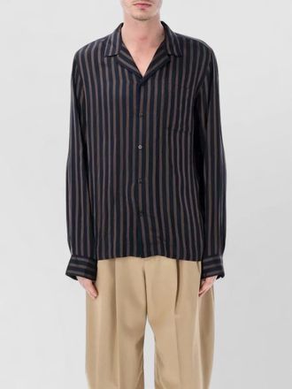 Dries Van Noten cartly striped long sleeve open collar shirt