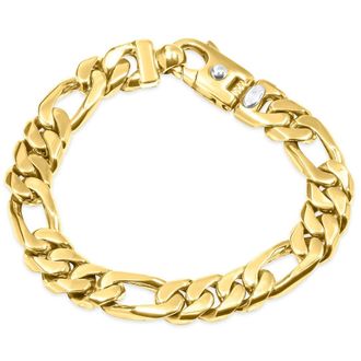 Pompeii3 Mens Classic Figaro 14k Gold (62gram) or Platinum (99gram) 9.5mm Link Bracelet 8.5